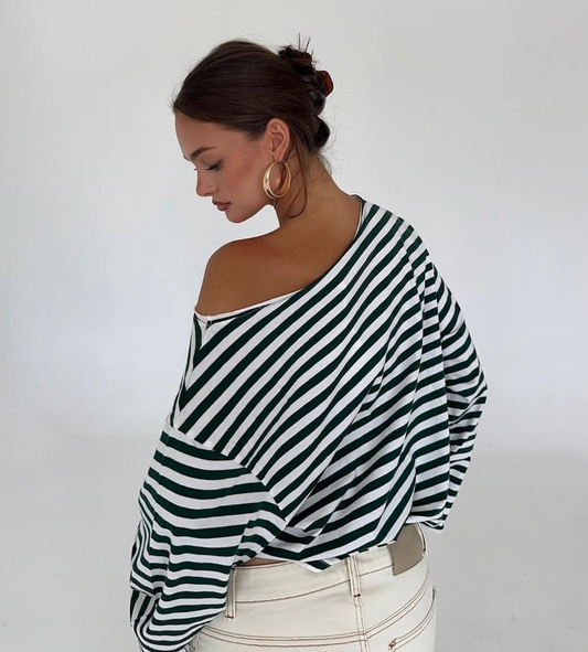 Long Sleeve White Striped Top